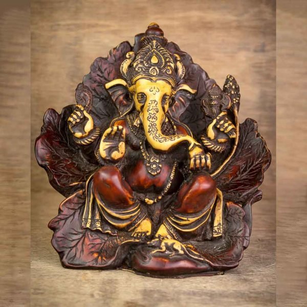 Antique Leaf Wing Ganesh Statue - thamelshop - ganesh statue- antique ganesha statue - lord ganesh - best statue - spritual items