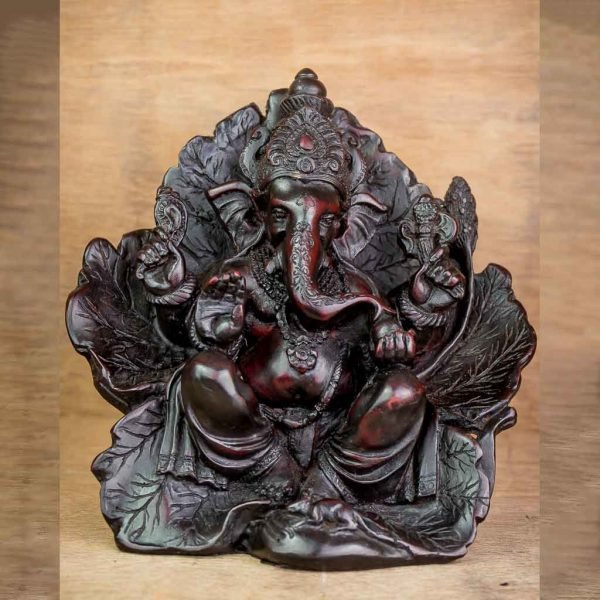 Leaf Wing Ganesh Statue Black - thamelshop - ganesh statue- antique ganesha statue - lord ganesh - best statue - spritual items