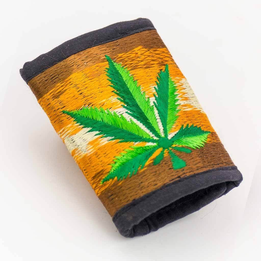 Marijuana Embroidered Cotton Wallet