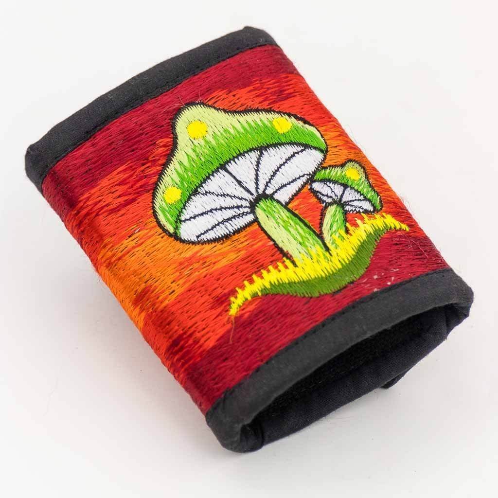 Mushroom Embroidered Cotton Wallet