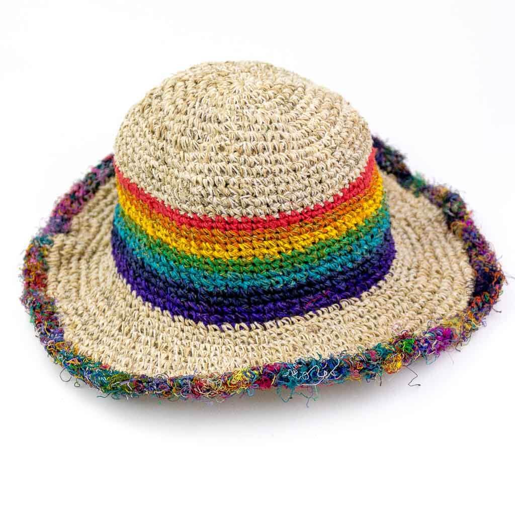 Hemp & Cotton Woven Hat – Rainbow Band | Thamel Shop