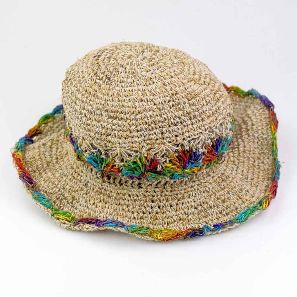 Hemp & Cotton Woven Hat – Rainbow Brim | Thamel Shop